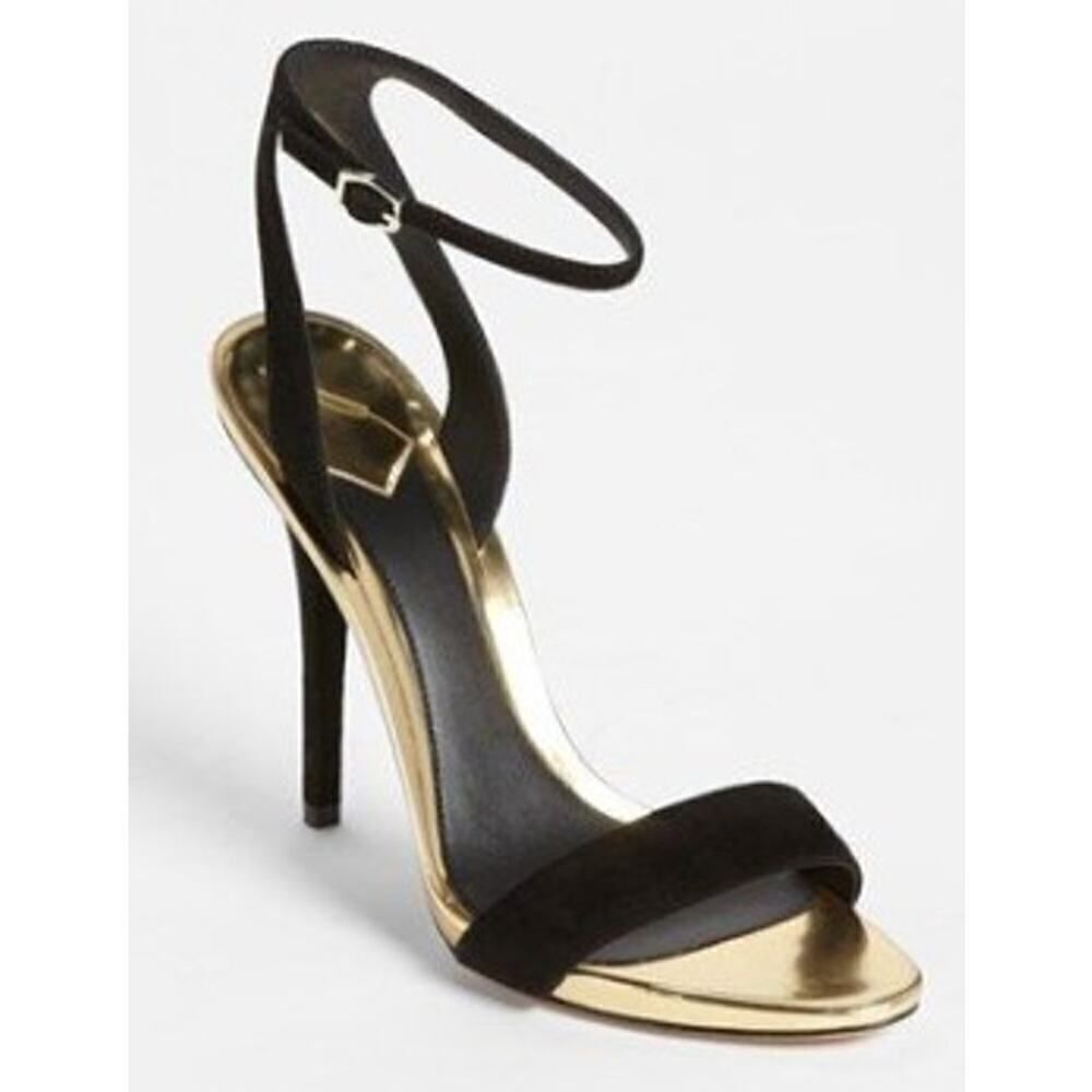 Brian Atwood Catania Gold Black Heels Sz. 7.5